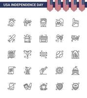 joyeux jour de l'indépendance usa pack de 25 lignes créatives de main chat bulle frise étoile drapeau modifiable usa jour vecteur éléments de conception