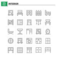 25 intérieur icon set vector background