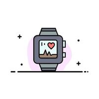 montre à main montre amour coeur entreprise logo modèle plat couleur vecteur