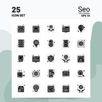 25 seo icon set 100 eps modifiables 10 fichiers idées de concept de logo d'entreprise conception d'icône de glyphe solide vecteur