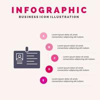 carte entreprise entreprise id carte d'identité identité passer solide icône infographie 5 étapes présentation fond vecteur