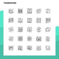 ensemble d'icônes de ligne de thanksgiving ensemble de 25 icônes conception de style minimalisme vectoriel icônes noires définies pack de pictogrammes linéaires