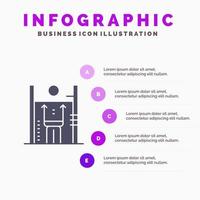 performance croissance amélioration humaine gestion solide icône infographie 5 étapes présentation arrière-plan vecteur