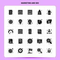 solide 25 marketing et seo icon set vector glyph style design black icons set web and mobile business ideas design vector illustration