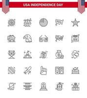 25 usa line pack de signes et symboles de la fête de l'indépendance des hommes états-unis états-unis modifiables usa day vector design elements