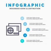 passeport d'identité shopping modèle d'infographie bleu modèle d'icône de ligne vectorielle en 5 étapes vecteur