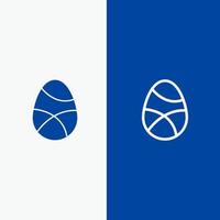 célébration décoration oeuf de pâques vacances ligne et glyphe icône solide bannière bleue ligne et glyphe icône solide bannière bleue vecteur