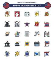 ensemble de 25 icônes de la journée des états-unis symboles américains signes de la fête de l'indépendance pour calendrier étoile rapide insigne de police modifiables éléments de conception vectorielle de la journée des états-unis vecteur
