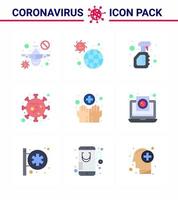virus corona maladie 9 pack d'icônes de couleur plate sucer comme la vie coronavirus virus bouteille de virus coronavirus viral 2019nov éléments de conception de vecteur de maladie