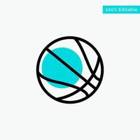 éducation balle basket-ball turquoise mettre en évidence l'icône de vecteur de point de cercle