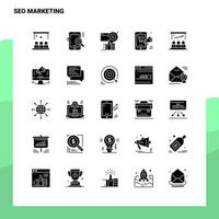 25 seo marketing icon set solide glyphe icône illustration vectorielle modèle pour les idées web et mobiles pour entreprise vecteur