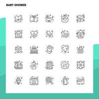 ensemble d'icônes de ligne de douche de bébé ensemble de 25 icônes conception de style minimalisme vectoriel icônes noires définies pack de pictogrammes linéaires