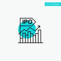 IPO entreprise offre moderne initiale public turquoise point culminant cercle icône vecteur