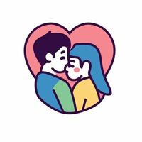 couples amoureux illustration dans le style d'icône de dessin animé plat vecteur
