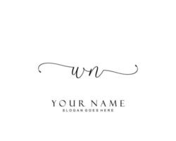 monogramme de beauté wn initial et design de logo élégant, logo manuscrit de la signature initiale, mariage, mode, floral et botanique avec modèle créatif. vecteur
