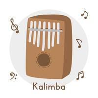 style de dessin animé clipart kalimba. illustration de vecteur plat simple instrument de musique africain kalimba en bois mignon. instrument à percussion kalimba style doodle dessiné à la main. conception de vecteur de piano pouce africain