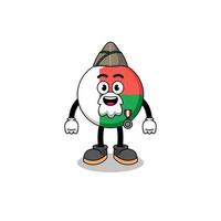 caricature de personnage du drapeau de madagascar en tant que vétéran vecteur