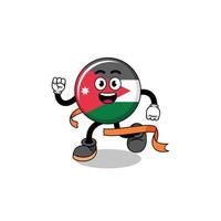 caricature de mascotte du drapeau de la jordanie en cours d'exécution sur la ligne d'arrivée vecteur