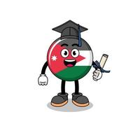 mascotte du drapeau de la jordanie avec pose de remise des diplômes vecteur