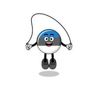 le dessin animé de la mascotte du drapeau estonien joue à la corde à sauter vecteur