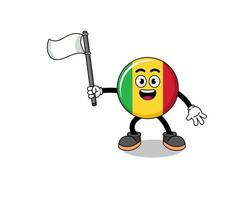 illustration de dessin animé du drapeau du mali tenant un drapeau blanc vecteur