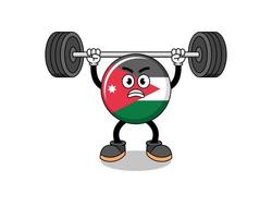 caricature de mascotte du drapeau de la jordanie soulevant une barre vecteur