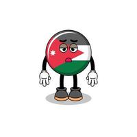 caricature du drapeau de la jordanie avec un geste de fatigue vecteur