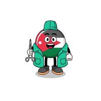 illustration de la mascotte du drapeau jordanien en tant que chirurgien vecteur