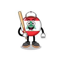 dessin animé de mascotte de drapeau du liban en tant que joueur de baseball vecteur