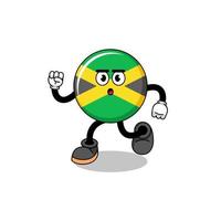 illustration de la mascotte du drapeau de la jamaïque en cours d'exécution vecteur