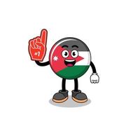 mascotte de dessin animé des fans du numéro 1 du drapeau jordanien vecteur