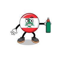 illustration du drapeau du liban dessin animé tenant un anti-moustique vecteur