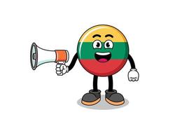 illustration de dessin animé drapeau lituanie tenant mégaphone vecteur