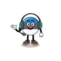 mascotte illustration du drapeau estonien en tant que service client vecteur