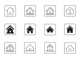 ensemble d'icônes de maison, icône de maison, illustration d'art de ligne vectorielle de maison, joli petit vecteur de cabane