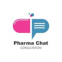 pharmacie chat message consultation logo icône illustration vectorielle vecteur