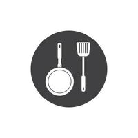 spatule et pan logo icône de cuisine et kithen vecteur