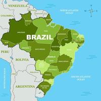 carte du brésil avec le nom du pays en détail vecteur