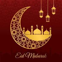 salutation dorée eid mubarak vecteur