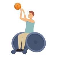 vecteur de dessin animé d'icône de joueur de basket-ball en fauteuil roulant. sport physique