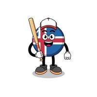 dessin animé de mascotte de drapeau d'islande en tant que joueur de baseball vecteur
