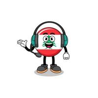 mascotte illustration du drapeau du liban en tant que service client vecteur