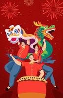 danse du dragon chinois vecteur