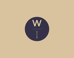 wi lettre moderne élégant logo design images vectorielles vecteur