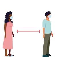 distance sociale entre la conception de vecteur femme et homme