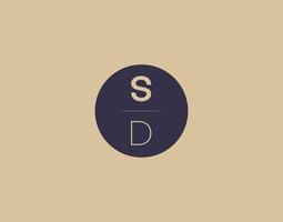 sd lettre moderne élégant logo design images vectorielles vecteur