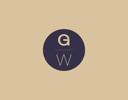 gw lettre moderne élégant logo design images vectorielles vecteur