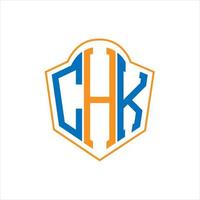 création de logo de bouclier de monogramme abstrait chk sur fond blanc. chk logo de lettre initiales créatives. vecteur