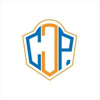 création de logo cjp abstract monogram shield sur fond blanc. logo de lettre initiales créatives cjp. vecteur