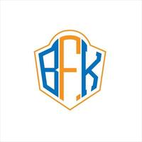 création de logo de bouclier de monogramme abstrait bfk sur fond blanc. logo de lettre initiales créatives bfk. vecteur